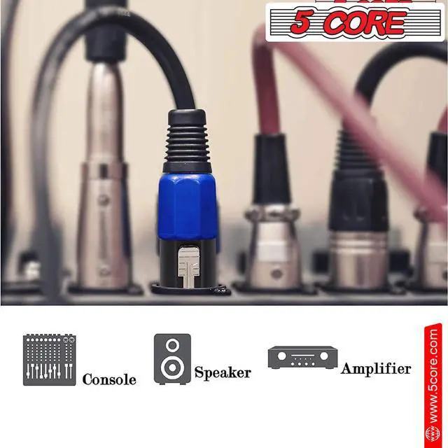 Alt view image 3 of 7 - 5 CORE 4 Pole Speakon Connector 2 Pieces with Twist Lock Audio Jack Male Plug Loud Speaker to Amplifier Plug - 4 Conductor Speak-On Cable Adapter Replacement - SPKN BLU 2PCS