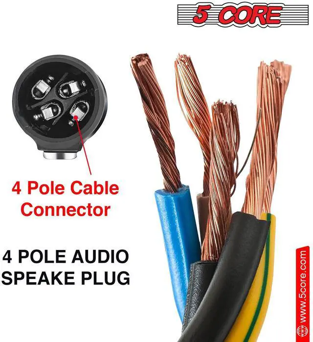 Alt view image 7 of 7 - 5 CORE 4 Pole Speakon Connector 2 Pieces with Twist Lock Audio Jack Male Plug Loud Speaker to Amplifier Plug - 4 Conductor Speak-On Cable Adapter Replacement - SPKN BLU 2PCS