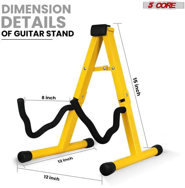 Alt view image 4 of 7 - 5 CORE Double Guitar Stand Floor Adjustable Heavy Duty A Frame Universal Folding Acoustic Electric Bass Mandolin Banjo Violin Holder Stands For On Stage Studio - GSS YLW 1PCS