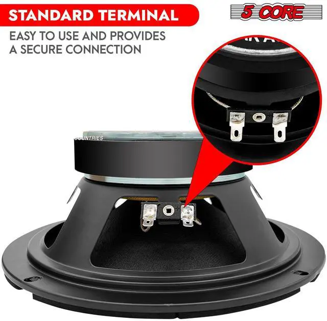 Alt view image 7 of 10 - 5 CORE 8 Inch Speaker Mid Range Bullet Pro Audio Replacement PA DJ Car Driver Red Aluminium Bullet 500W Max 8 Ohms Audio Door Speakers for Vehicle or Truck Sound System - MR 8 BLT R 8oHM
