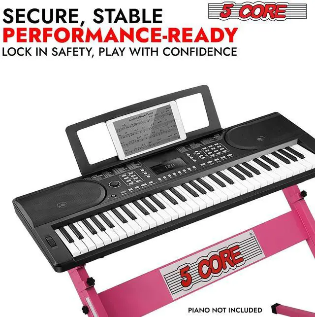Alt view image 6 of 8 - 5 CORE Keyboard Stand Z Style Adjustable Electric Piano Riser Foldable & Sturdy Lift Holder For 54 61 Keys Instruments Black - KS Z1 BPNK