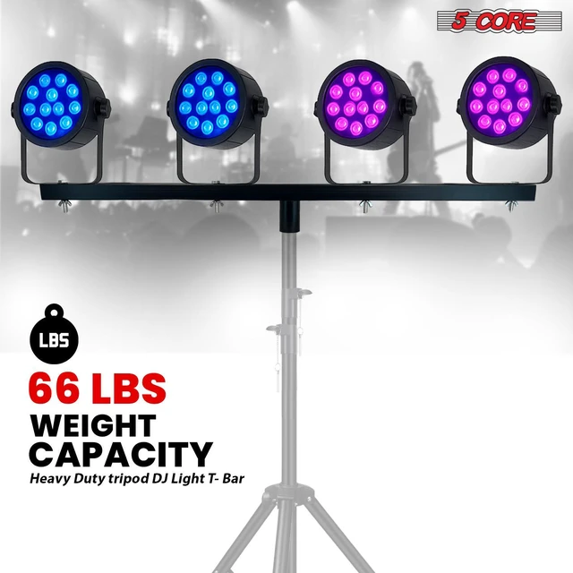 Alt view image 2 of 7 - 5 Core DJ Lighting T Bar 4 Party Lights Extension Crossbar Tbar Mount Heavy Duty Metal Build 39 Inches Long Universal 35mm Tripod Stand 66 lbs Capacity Portable for Stage Par Light - LS TB35