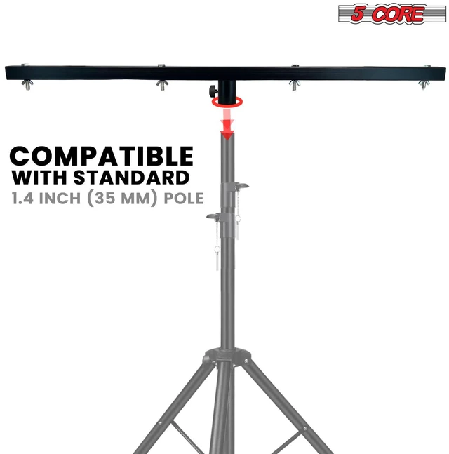 Alt view image 4 of 7 - 5 Core DJ Lighting T Bar 4 Party Lights Extension Crossbar 2Pcs Tbar Mount Heavy Duty Metal Build 39 Inch Long Universal 35mm Tripod Stand 66 lbs Capacity Portable for Stage Par Light - LS TB35 2PCS