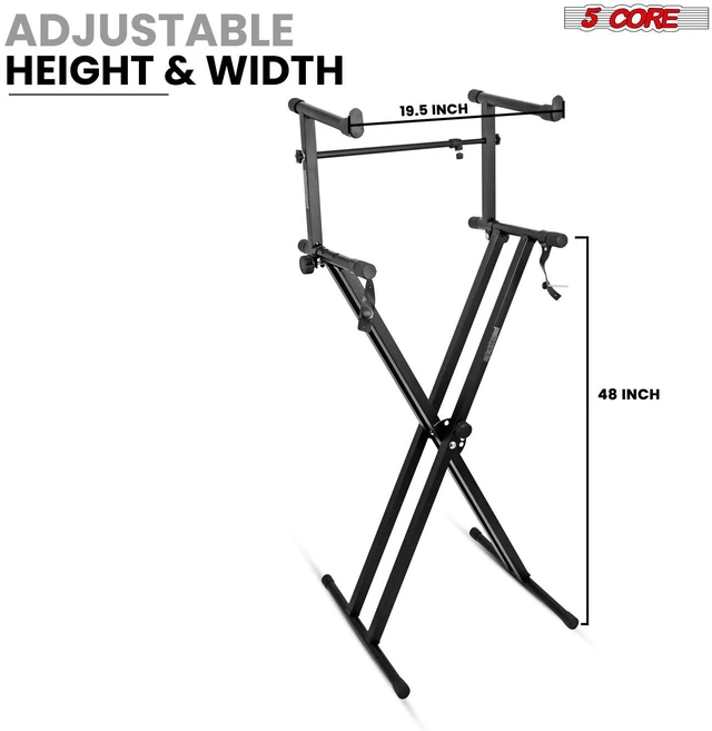 Alt view image 2 of 7 - 5 Core 2 Tier Keyboard Stand Double X Style Adjustable Electric Piano Riser Holder