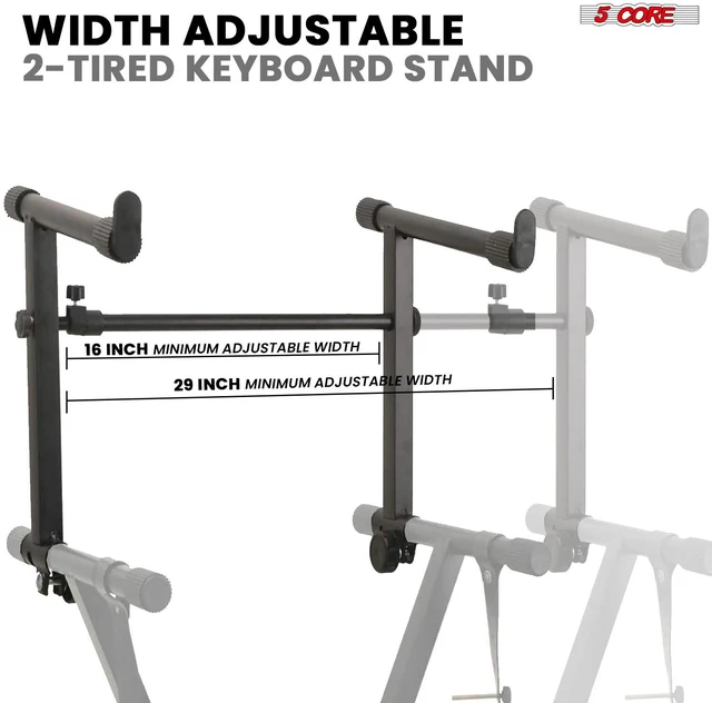 Alt view image 3 of 7 - 5 Core 2 Tier Keyboard Stand Double X Style Adjustable Electric Piano Riser Holder