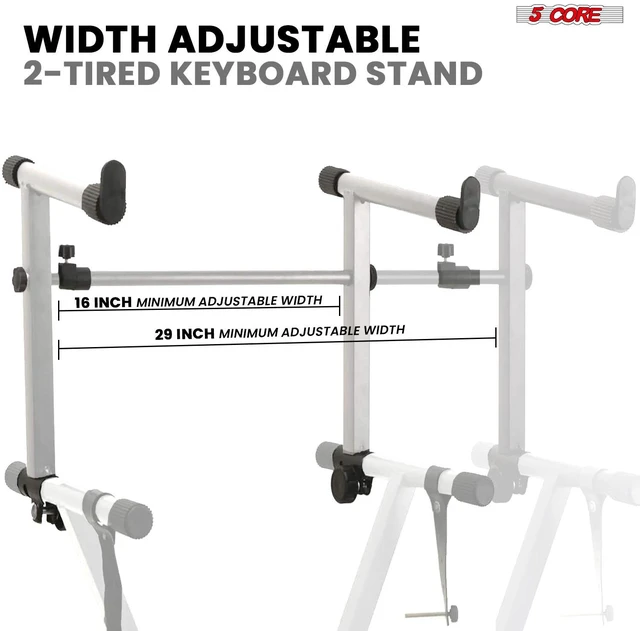Alt view image 3 of 7 - 5 Core 2 Tier Keyboard Stand Double X Style Adjustable Electric Piano Riser Holder