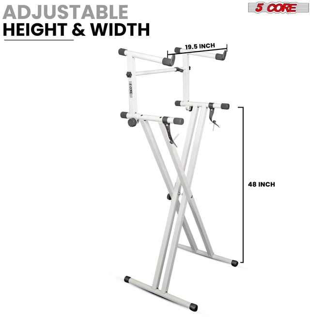 Alt view image 2 of 7 - 5 Core 2 Tier Keyboard Stand Double X Style Adjustable Electric Piano Riser Holder