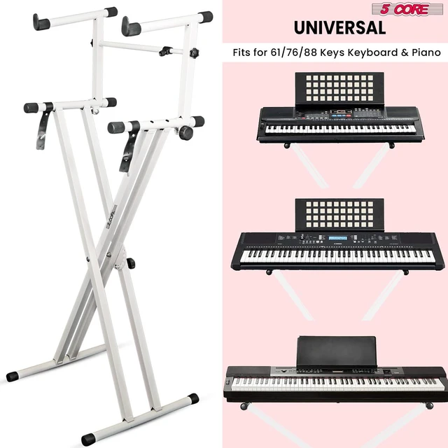 Alt view image 4 of 7 - 5 Core 2 Tier Keyboard Stand Double X Style Adjustable Electric Piano Riser Holder