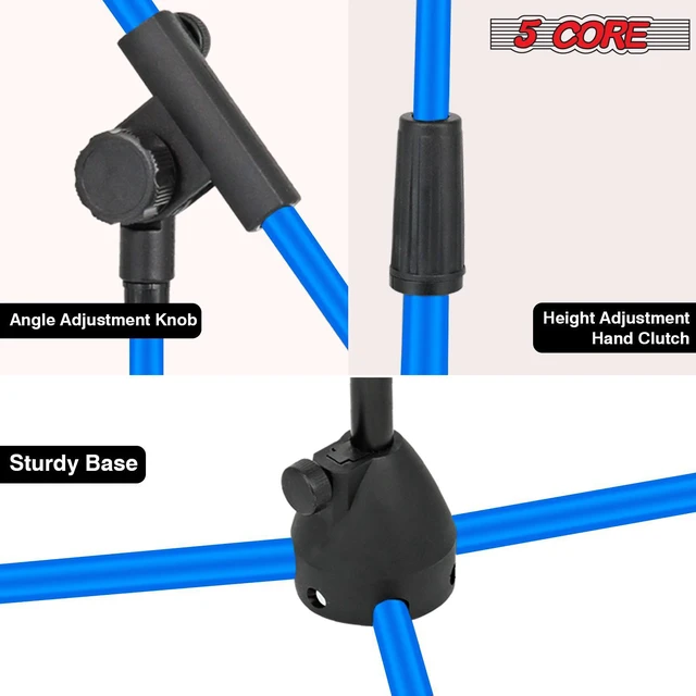 Alt view image 4 of 7 - 5Core Tripod Mic Stand 4Pcs Adjustable Holder Floor Microphone Boom Arm - MS 080 4PC Sky Blue