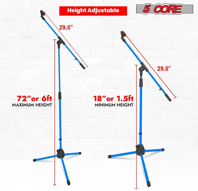 Alt view image 3 of 7 - 5Core Tripod Mic Stand 4Pcs Adjustable Holder Floor Microphone Boom Arm - MS 080 4PC Sky Blue