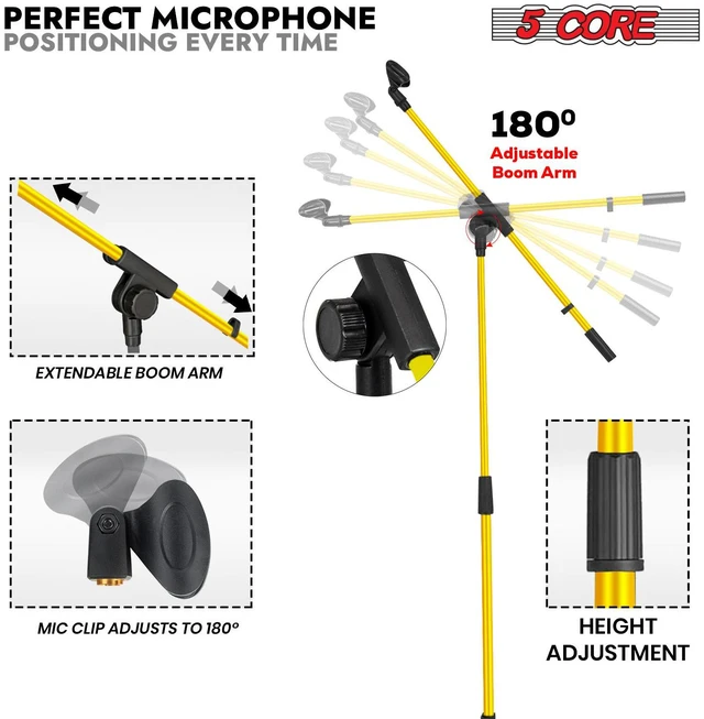 Alt view image 2 of 7 - 5Core Tripod Mic Stand 4Pcs Adjustable Holder Floor Microphone Boom Arm - MS 080 4PC Dark Blue