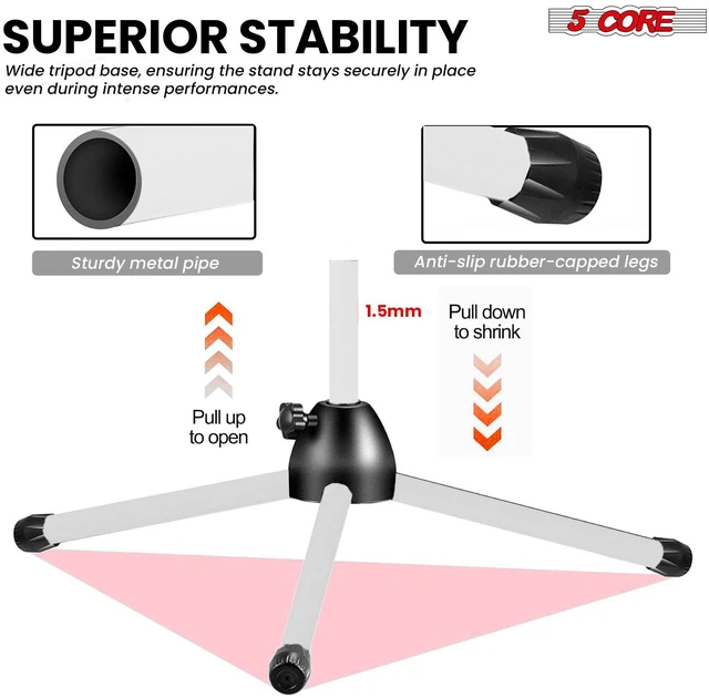 Alt view image 4 of 7 - 5Core Tripod Mic Stand 4Pcs Adjustable Holder Floor Microphone Boom Arm - MS 080 4PC Red