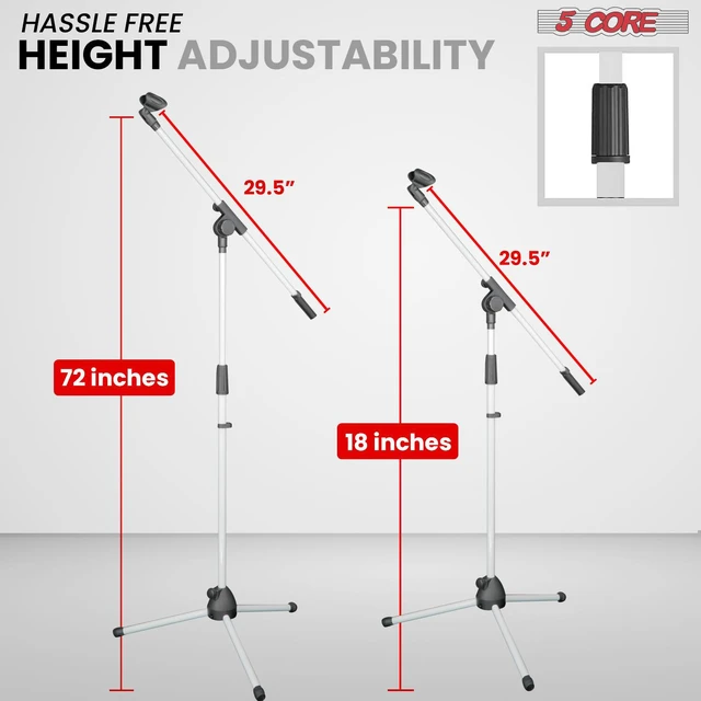 Alt view image 2 of 7 - 5Core Tripod Mic Stand 4Pcs Adjustable Holder Floor Microphone Boom Arm - MS 080 4PC Red
