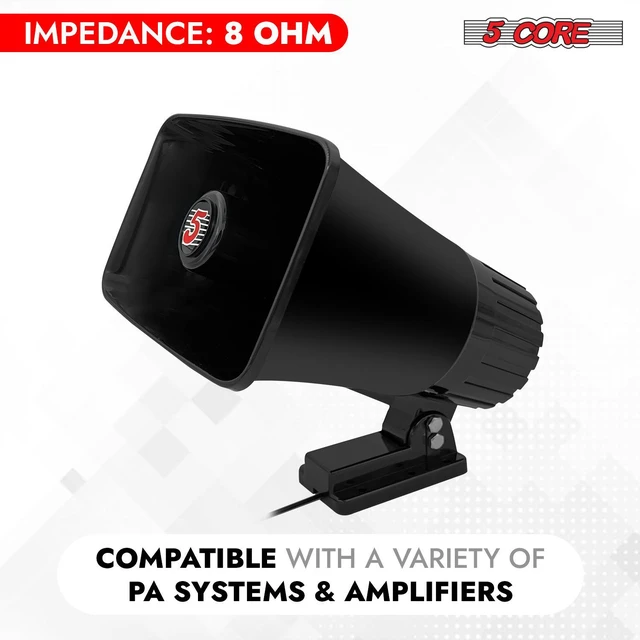 Alt view image 3 of 7 - 5 Core PA Speaker Pair 5 x 8 Inch 65W Bull Horn Loud Audio Indoor Outdoor PA Speakers System 8Ohm Reflex Megaphone Mounting Bracket & Hardware Included Black - HW 508 BLK 2PCS