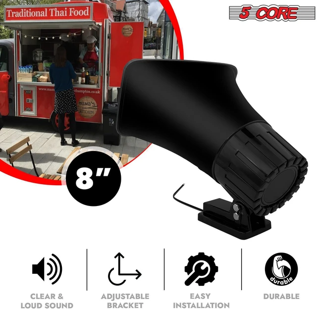 Alt view image 5 of 7 - 5 Core PA Speaker Pair 5 x 8 Inch 65W Bull Horn Loud Audio Indoor Outdoor PA Speakers System 8Ohm Reflex Megaphone Mounting Bracket & Hardware Included Black - HW 508 BLK 2PCS