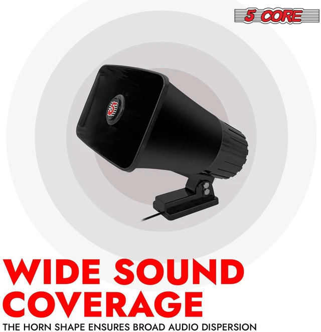 Alt view image 6 of 7 - 5 Core PA Speaker Pair 6 x 4 Inch 50W Bull Horn Loud Indoor Outdoor Speakers System 8Ohm Reflex Megaphone Mounting Bracket & Hardware Included Black - HW 405 BLK 2PCS