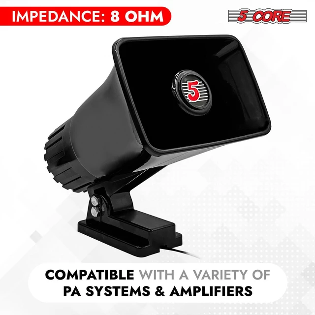 Alt view image 3 of 7 - 5 Core PA Speaker Pair 6 x 4 Inch 50W Bull Horn Loud Indoor Outdoor Speakers System 8Ohm Reflex Megaphone Mounting Bracket & Hardware Included Black - HW 405 BLK 2PCS