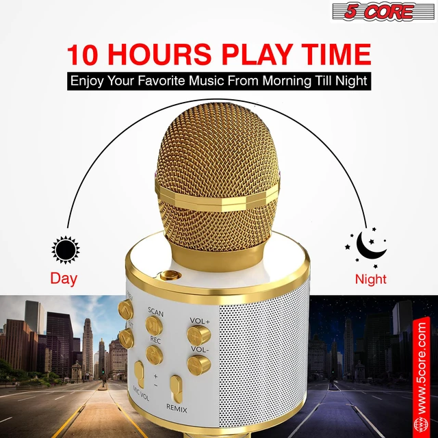 Alt view image 6 of 7 - 5 Core Microphone Wireless Karaoke Mic With Speaker 3 in 1 Portable Bluetooth Microfono Inalambrico WM SPK COPPER+GLD
