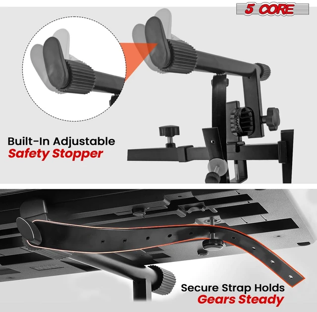 Alt view image 3 of 7 - 5 Core 2 Tier Keyboard Stand Attachment Height Width Adjustable Electric Digital Piano Stands for 54, 88 Key Keyboards Synth Double Extender Music Stand Adapter for Z Style Stands w Strap - KS 2T GEAR