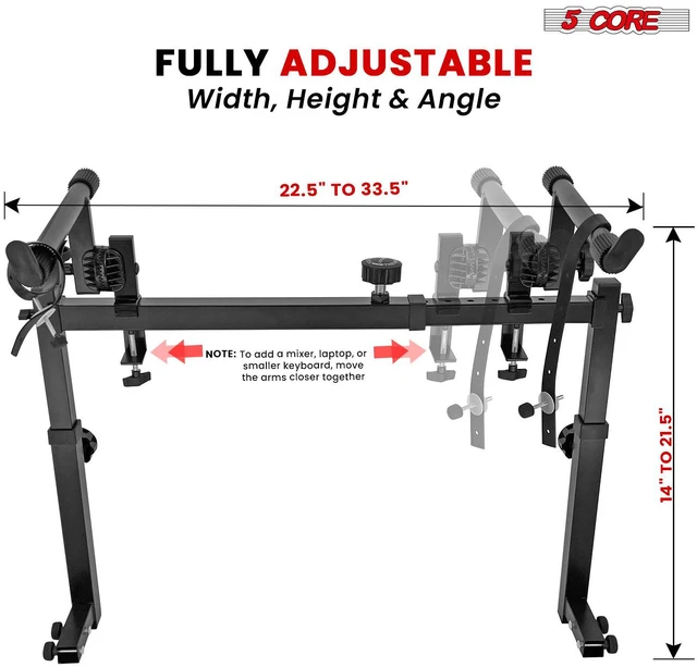 Alt view image 2 of 7 - 5 Core 2 Tier Keyboard Stand Attachment Height Width Adjustable Electric Digital Piano Stands for 54, 88 Key Keyboards Synth Double Extender Music Stand Adapter for Z Style Stands w Strap - KS 2T GEAR
