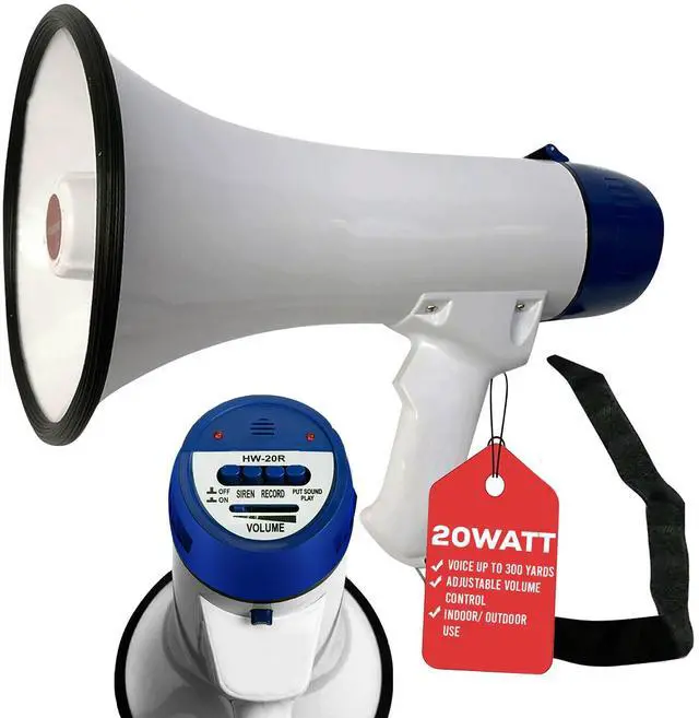 Main image of 5 Core Megaphone 20W Bull Horn 300 Yard Range w Loud Siren Portable Volume Control Voice Amplifier Horn Cheer Noise Maker for Coaches Sporting Event Party Crowd Control - 20R WoB