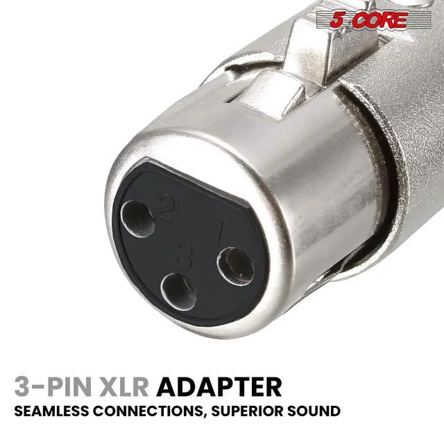 Alt view image 2 of 7 - 5Core XLR Connector 2 Pair Male Female to 1/4 Audio Jack 3 Pin Secure Mic Plug w Locking Ends