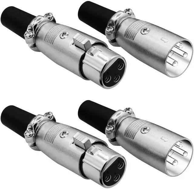 Main image of 5Core XLR Connector 2 Pair Male Female to 1/4 Audio Jack 3 Pin Secure Mic Plug w Locking Ends