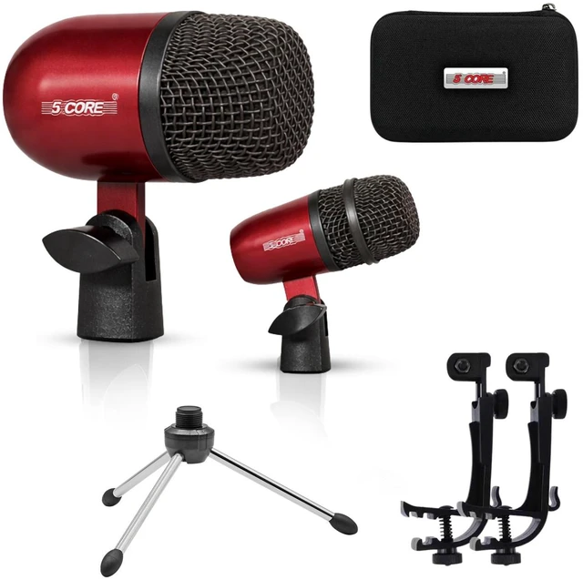 Main image of 5 Core Conga Mic Snare Tom Set Professional XLR Cardioid Condenser Instrument Microphone Kit
