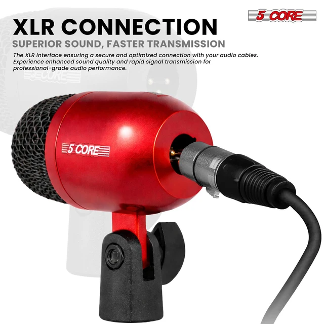 Alt view image 6 of 7 - 5 Core Conga Mic Snare Tom Set Professional XLR Cardioid Condenser Instrument Microphone Kit