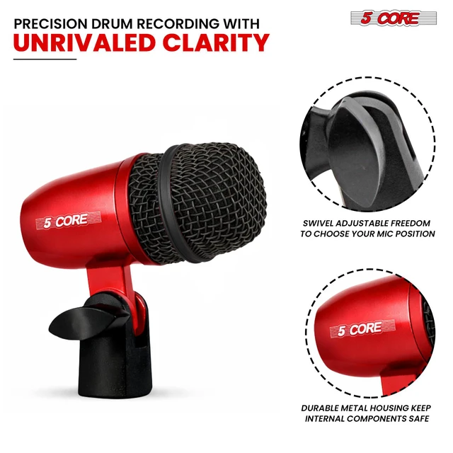 Alt view image 5 of 7 - 5 Core Conga Mic Snare Tom Set Professional XLR Cardioid Condenser Instrument Microphone Kit