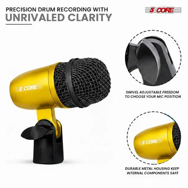 Alt view image 6 of 7 - 5 Core Conga Mic Snare Tom Set Professional XLR Cardioid Condenser Instrument Microphone Kit