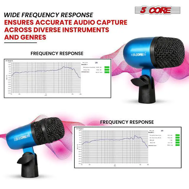 Alt view image 4 of 7 - 5 Core Conga Mic Snare Tom Set Professional XLR Cardioid Condenser Instrument Microphone Kit