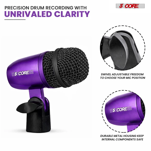 Alt view image 5 of 7 - 5 Core Conga Mic Snare Tom Set Professional XLR Cardioid Condenser Instrument Microphone Kit