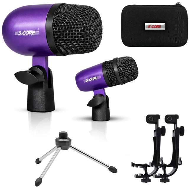 Main image of 5 Core Conga Mic Snare Tom Set Professional XLR Cardioid Condenser Instrument Microphone Kit