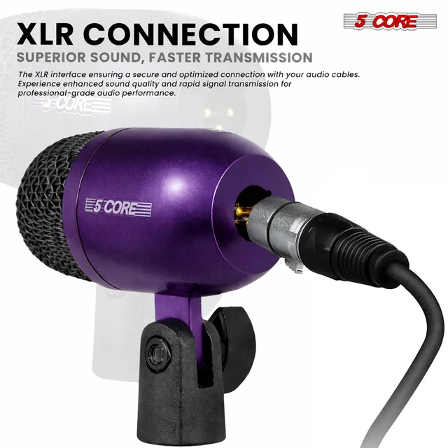 Alt view image 6 of 7 - 5 Core Conga Mic Snare Tom Set Professional XLR Cardioid Condenser Instrument Microphone Kit