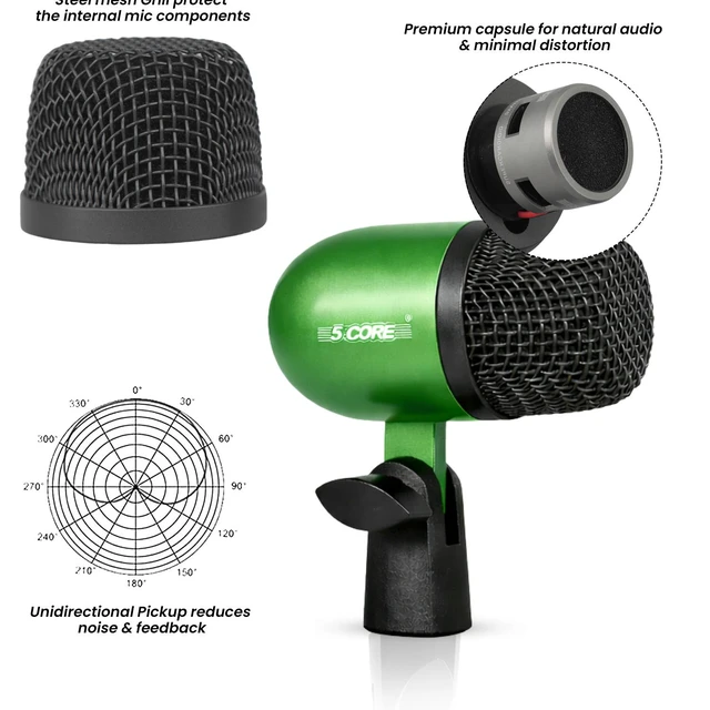 Alt view image 2 of 7 - 5 Core Conga Mic Snare Tom Set Professional XLR Cardioid Condenser Instrument Microphone Kit