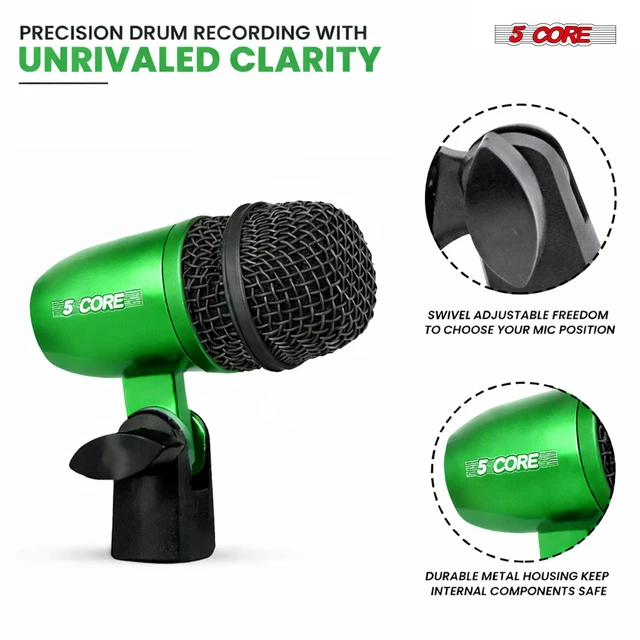 Alt view image 7 of 7 - 5 Core Conga Mic Snare Tom Set Professional XLR Cardioid Condenser Instrument Microphone Kit