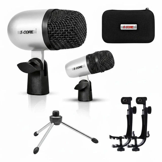 Main image of 5 Core Conga Mic Snare Tom Set Professional XLR Cardioid Condenser Instrument Microphone Kit