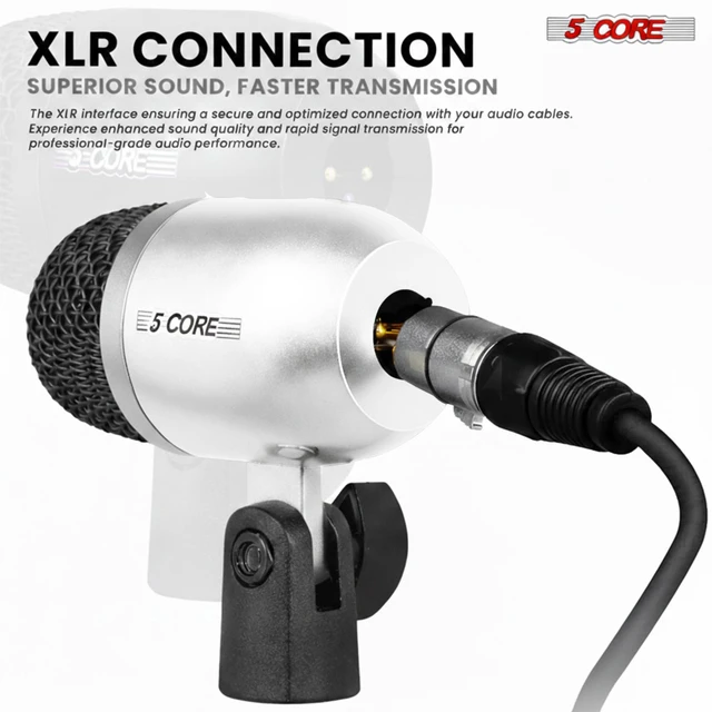 Alt view image 5 of 6 - 5 Core Conga Mic Snare Tom Set Professional XLR Cardioid Condenser Instrument Microphone Kit