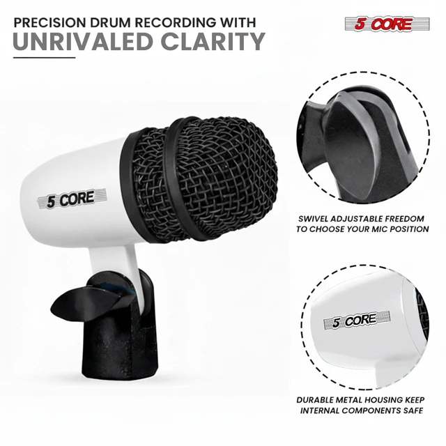 Alt view image 6 of 6 - 5 Core Conga Mic Snare Tom Set Professional XLR Cardioid Condenser Instrument Microphone Kit