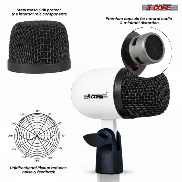 Alt view image 2 of 6 - 5 Core Conga Mic Snare Tom Set Professional XLR Cardioid Condenser Instrument Microphone Kit