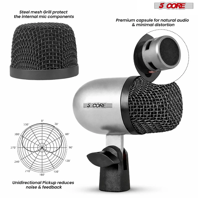 Alt view image 2 of 7 - 5 Core Conga Mic Snare Tom Set Professional XLR Cardioid Condenser Instrument Microphone Kit