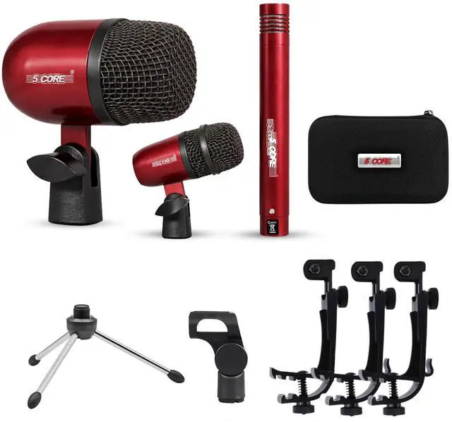 Main image of 5 Core Conga Mic Snare Tom Set Professional XLR Cardioid Unidirectional Instrument Microphone Kit