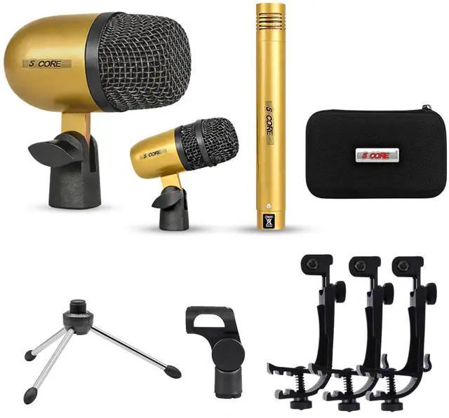 Main image of 5 Core Conga Mic Snare Tom Set Professional XLR Cardioid Unidirectional Instrument Microphone Kit