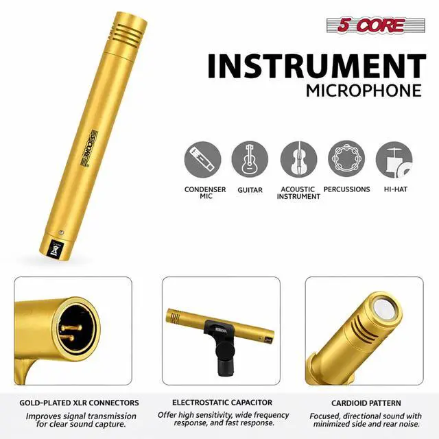 Alt view image 5 of 7 - 5 Core Conga Mic Snare Tom Set Professional XLR Cardioid Unidirectional Instrument Microphone Kit