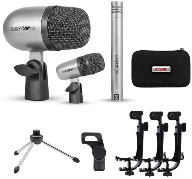 Main image of 5 Core Conga Mic Snare Tom Set Professional XLR Cardioid Unidirectional Instrument Microphone Kit