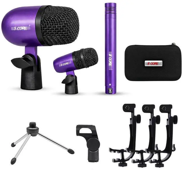 Main image of 5 Core Conga Mic Snare Tom Set Professional XLR Cardioid Unidirectional Instrument Microphone Kit