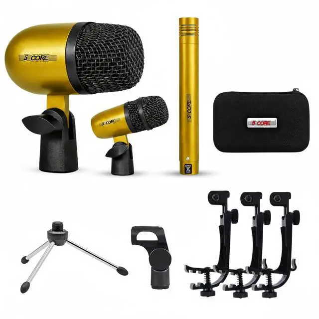Main image of 5 Core Conga Mic Snare Tom Set Professional XLR Cardioid Unidirectional Instrument Microphone Kit