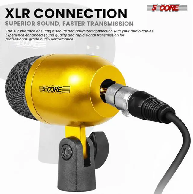 Alt view image 7 of 7 - 5 Core Conga Mic Snare Tom Set Professional XLR Cardioid Unidirectional Instrument Microphone Kit