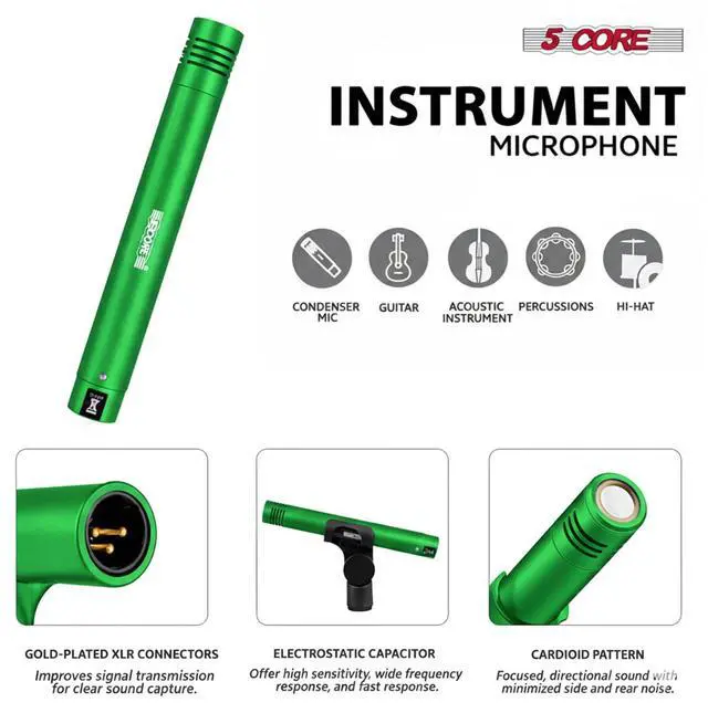 Alt view image 3 of 7 - 5 Core Conga Mic Snare Tom Set Professional XLR Cardioid Unidirectional Instrument Microphone Kit